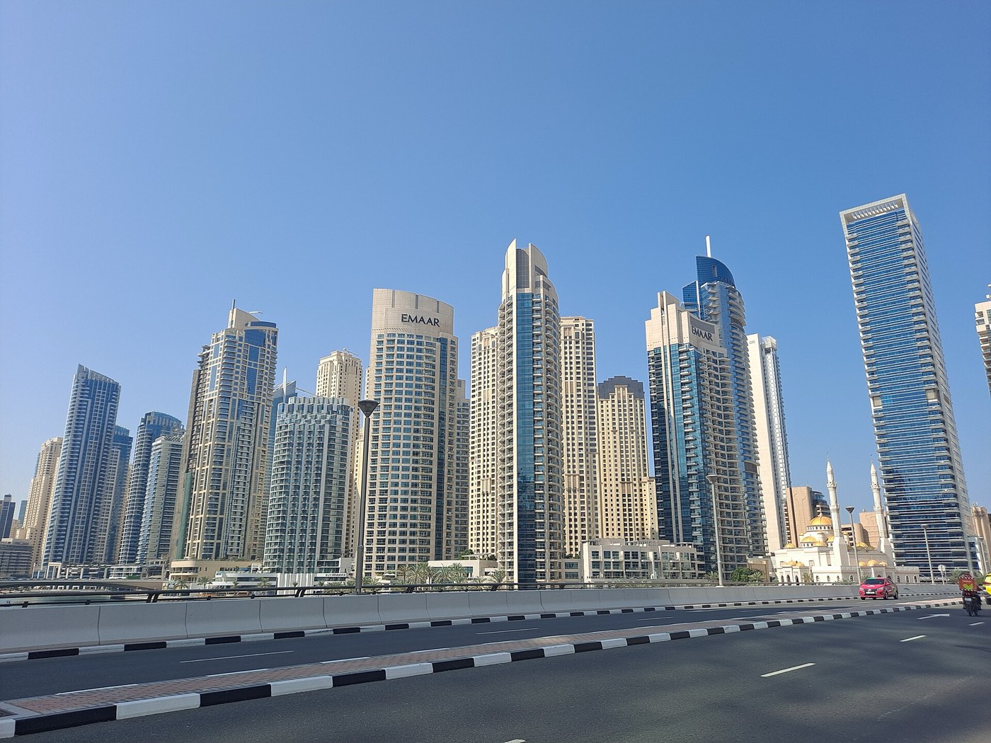 Dubai Marina towers from the road